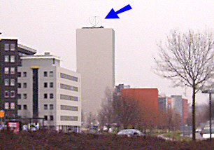 Photographic reconstruction of "Windcrown" , to be placed on top of the tower of the Naturalis museum in Leiden.