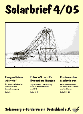 In-depth analysis of sustainable energy problems and of "fossil" energy market reforms by progressive German energy think-tank SFV: latest newsletter (in German; click for webpage with free download option).