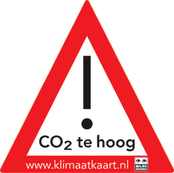 Logo of local action of Dutch environmental pressure organization Milieudefensie calling upon communities to reduce CO2 producing activities
